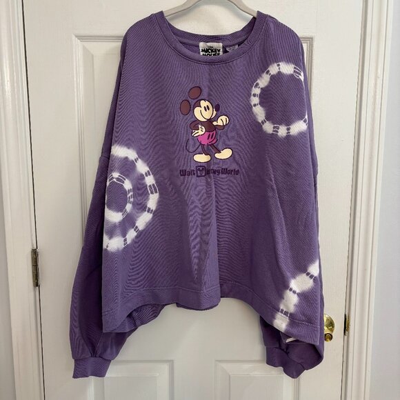 Walt Disney World Mickey Mouse Purple Tie Dye Sweatshirt - Picture 1 of 4